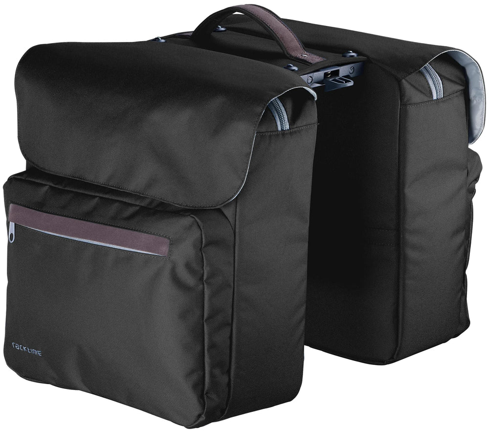 Tubus racktime ture dubbele fietstas snapit 2.0 carbon zwart