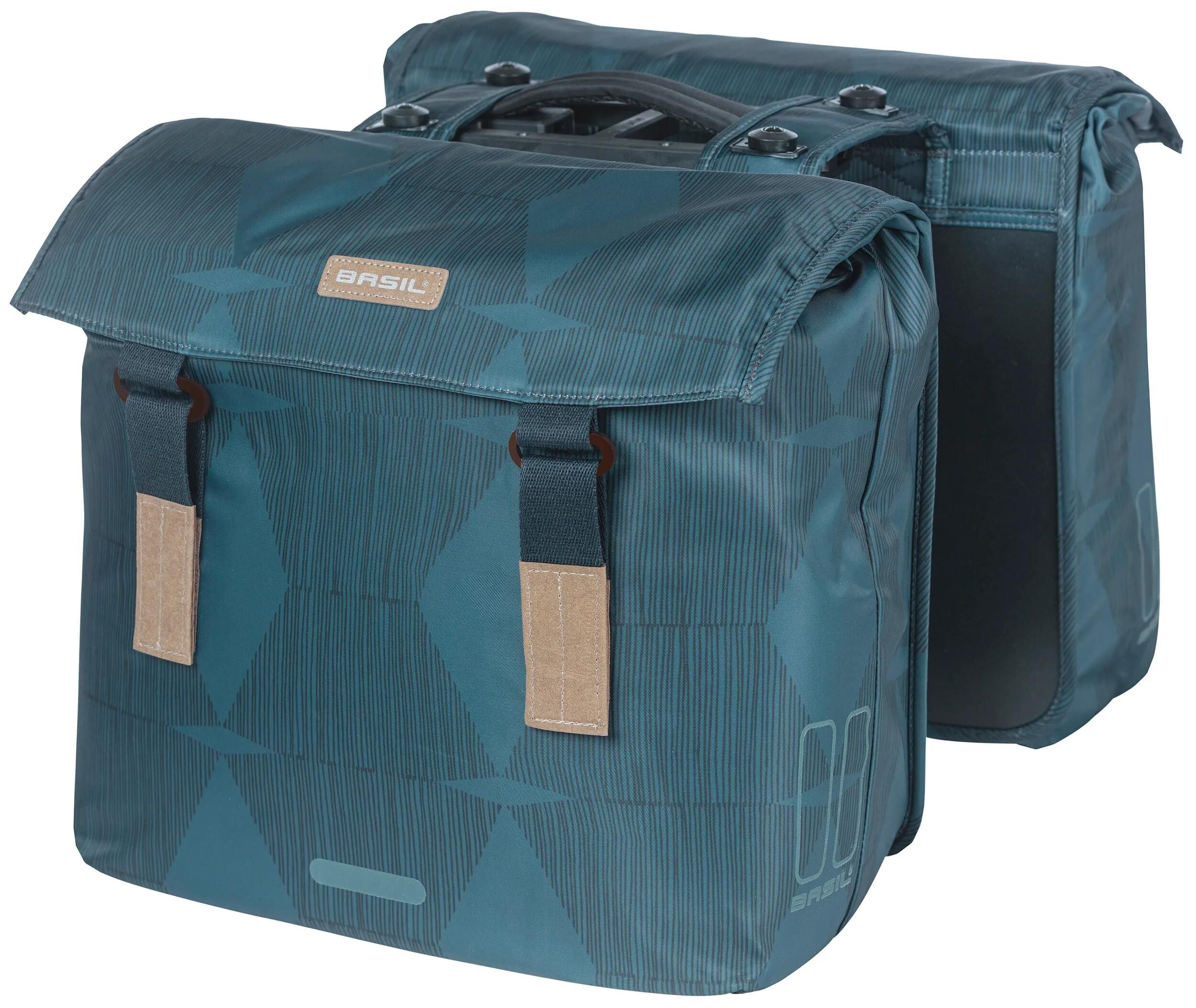 Basil dubbele fietstas elegantie mik 40-49 liter - estate blauw