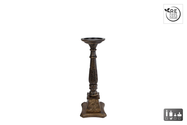 Cosydecor kandelaar kathedraal m zwart gerecycled hout 15x15x44cm