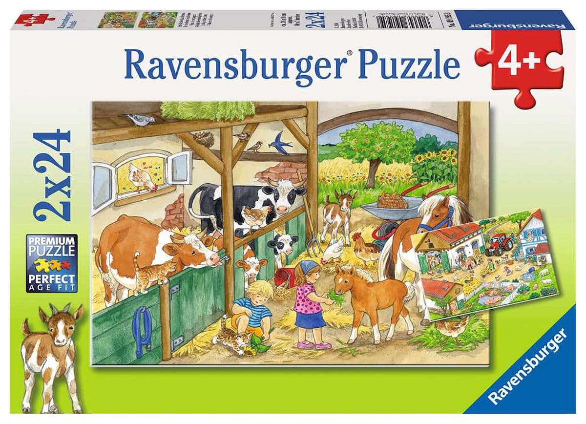 Ravensburger puzzel vrolijk boerderijleven- 2x24 stukjes - kinderpuzzel