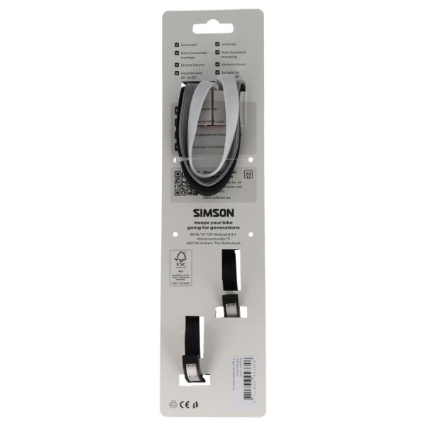Simson karabijnhaakbinder 60cm zwart wit grijs