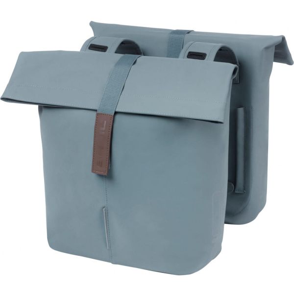 Basil Tas City Dubbel Veganistisch Leer | Grafietblauw