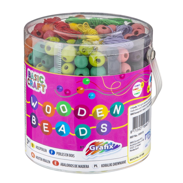 Bucket with Wooden Beads, 250gr.