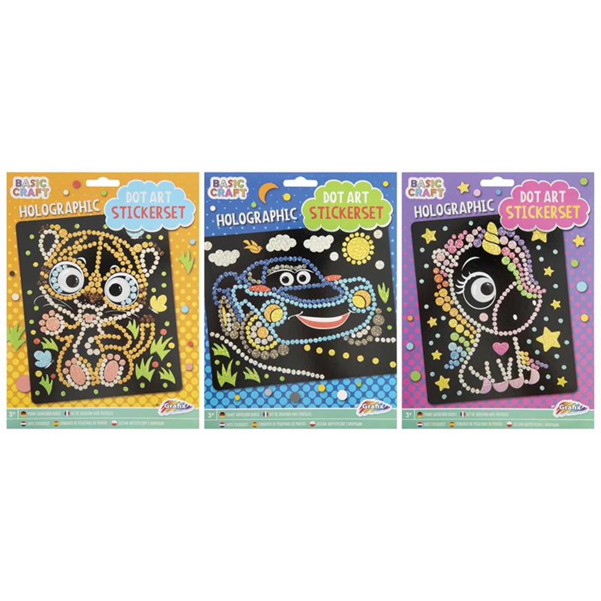 Grafix holografische stippen stickerset, 3 stuks 22 x 18 cm