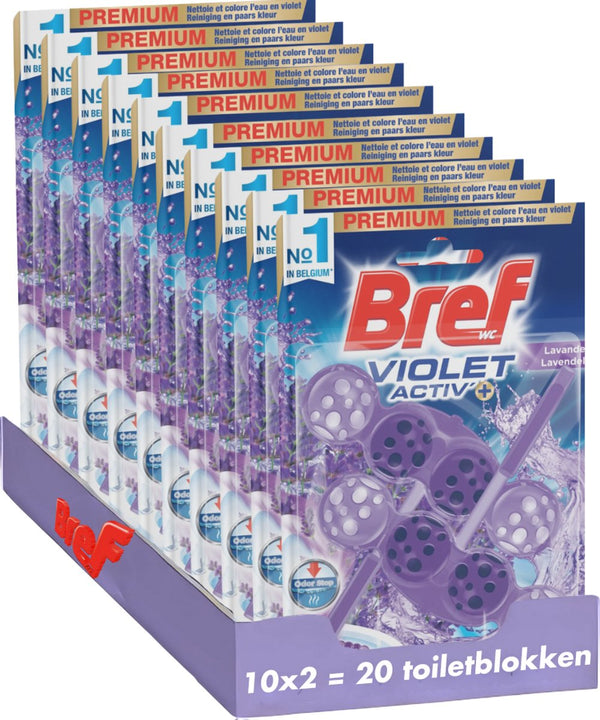 Bref - violet activ' - schoon toilet - langdurige en intense frisheid - voordeelverpakking - 10 x 2 stuks