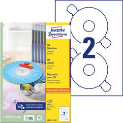 Cd dvd etiketten avery l6043-100 wit 200 stuks