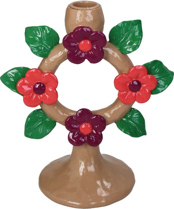 Hd collection kaarsenhouder bloemen polyresin 17x9,9x19cm