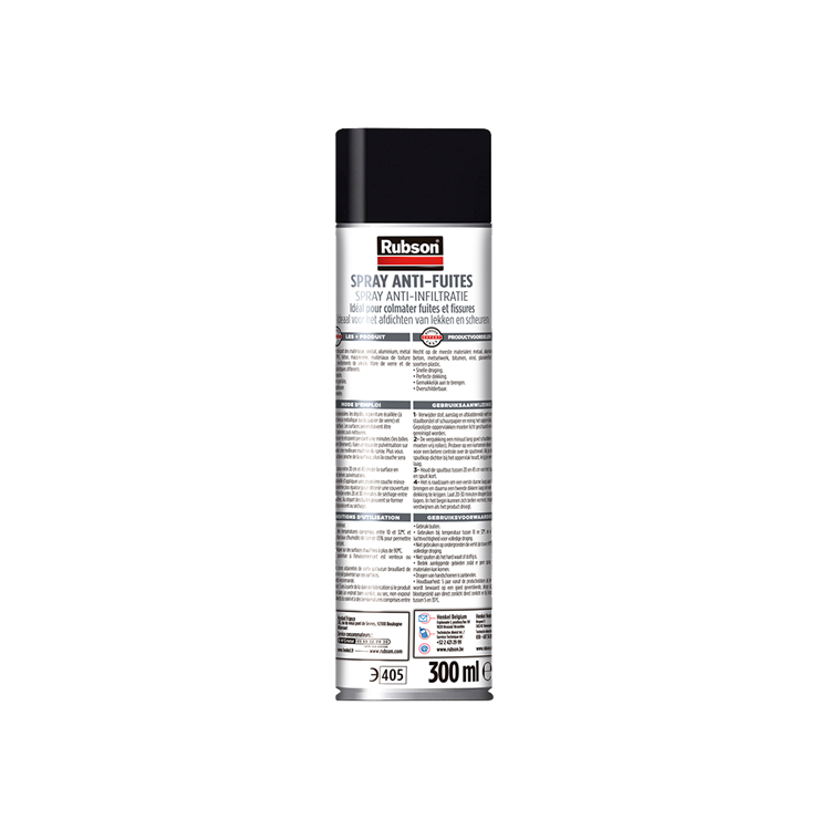 Rubson anti - infiltratie spray 300ml zwart | coating isolatie spray zwart | overschilderbaar repair coating spray | universele toepassing | vloeibaar rubber seal | rubber spray rubber coating.