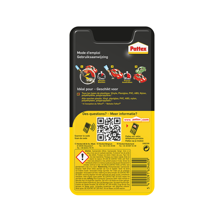 Pattex 1002444 - secondenlijm plastics | 12 stuks