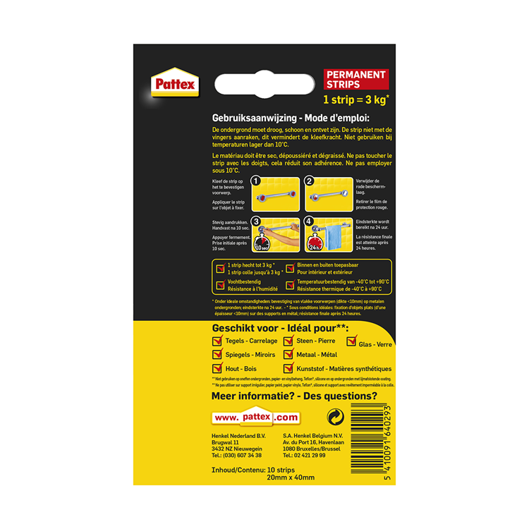 Pattex 1002601 - supermont.strip perman | 6 stuks