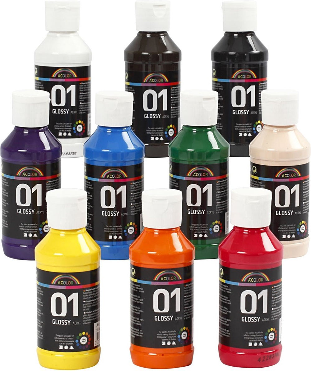 A-color acrylic paint - assortment, assorted colours, 01 - glossy, 100 ml