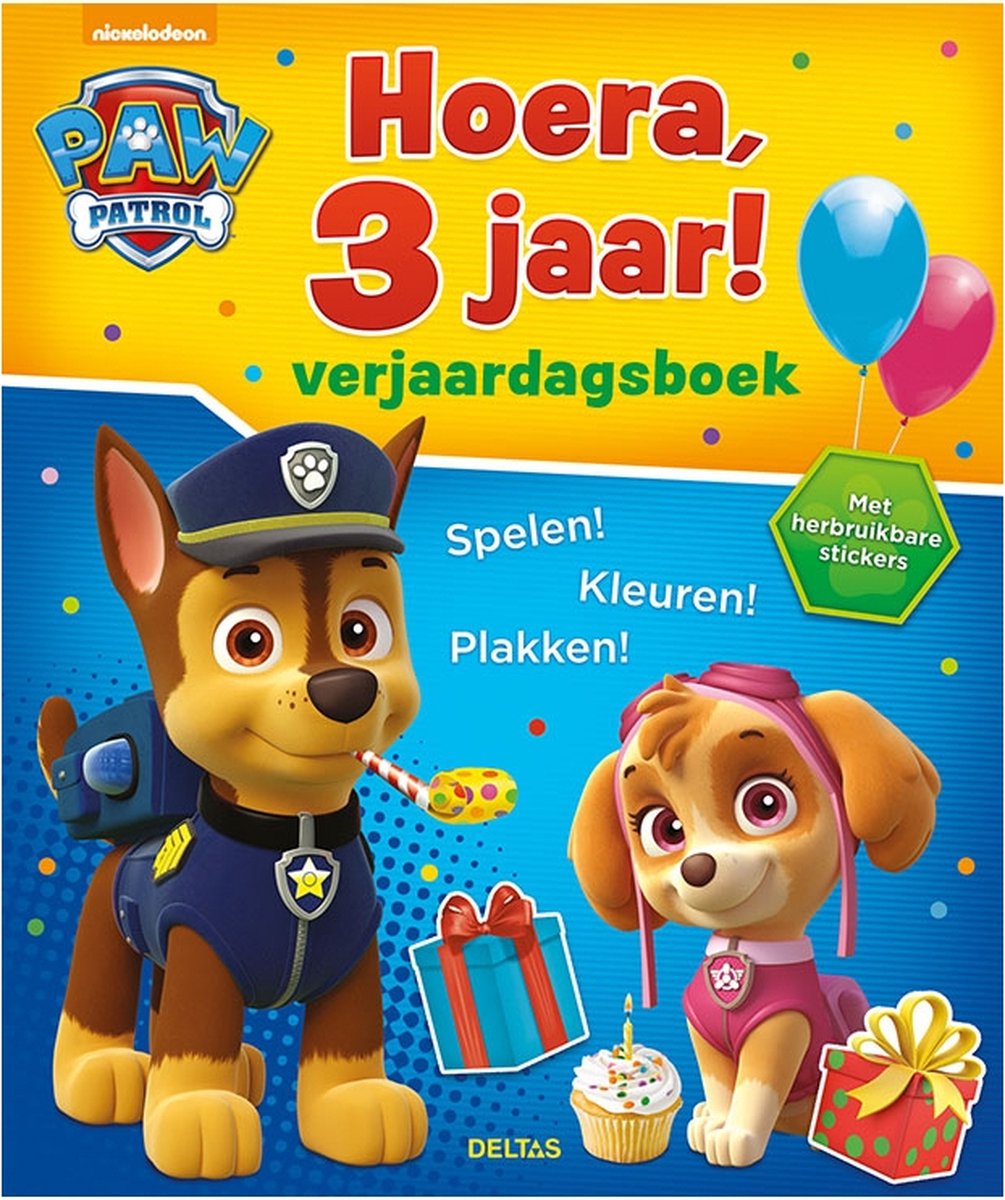 Deltas Paw Patrol verjaardagsboek - hoera, 3 jaar!