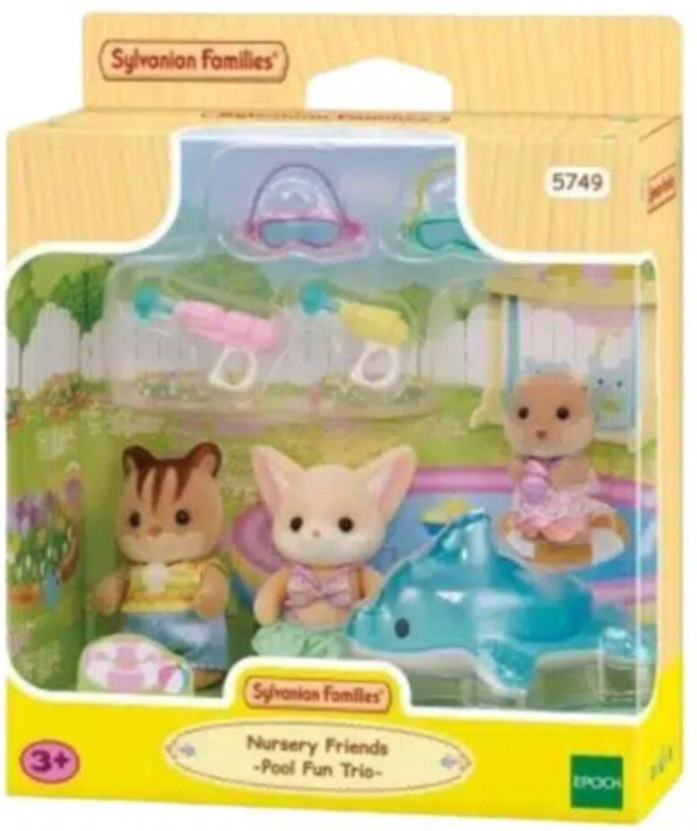 Epoch sylvanian families trio peutervriendjes zwembad leuk