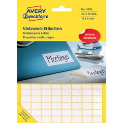 Universele etiketten avery 3306 13x8mm wit