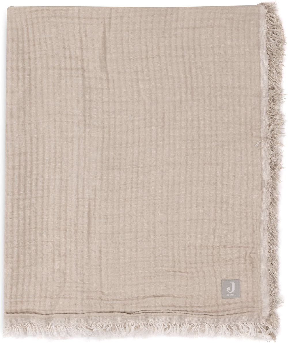 Jollein baby deken ledikant - 120x120cm - fringe - olive green ivory - gots
