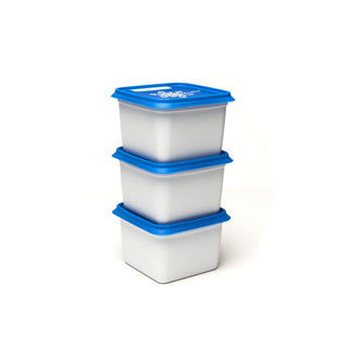 Alaska diepvriesdozen - 3x750ml - diepvries vershousbakjes - stapelbare bewaarbakjes - bpa-vrij - microgolfoven veilig - wit blauw