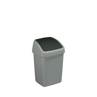 Sunware delta prullenbak met swingdeksel 10 l zilvergrijs | 2 stuks