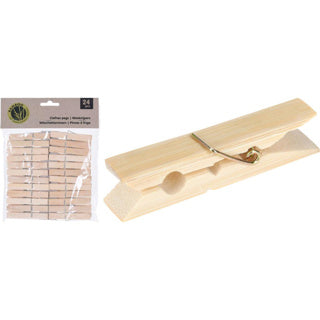 Basis wasknijpers bamboe set 24 stuks