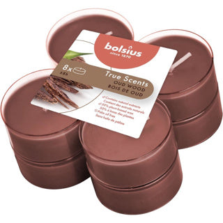 Bolsius echte geuren maxilichten oud hout 8 stuks