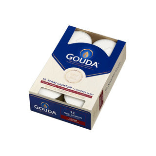 Gouda theelichten 12 stuks 10 branduren wit | 3 stuks