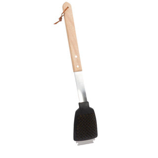 Bbq collectie borstel met schraper RVS eiken