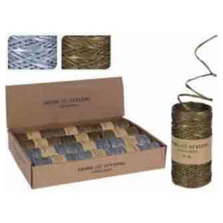Home styling kerstlint met metaaldraad 2 assorti 25 meter