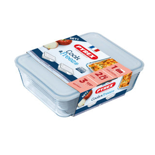 Pyrex cook freeze ovenschalen rechthoek set van 2 22 x 17 en 24 x19 cm