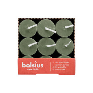 Bolsius dinerkaars rustiek olijfgroen 27 cm | 9 stuks