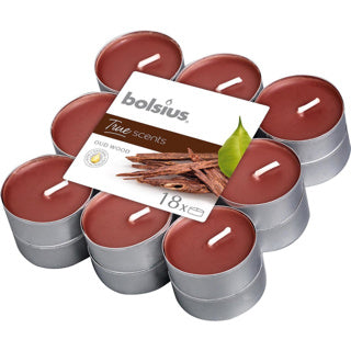 Bolsius echte geuren geurtheelichten oud hout 18 stuks