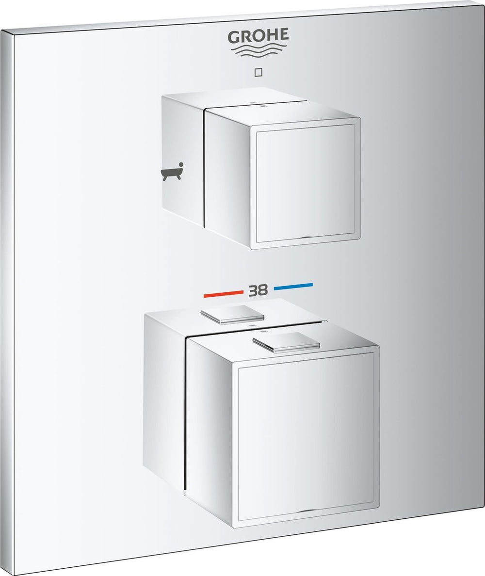 Grohe grohtherm cube inbouw badkraan - opbouwdeel - met omstelling - chroom
