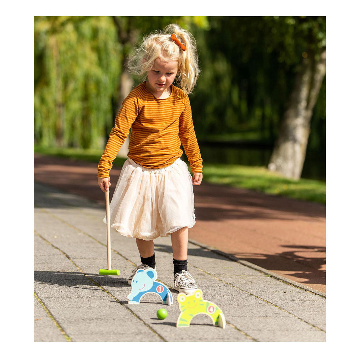 Buitenspeel houten dierencroquet