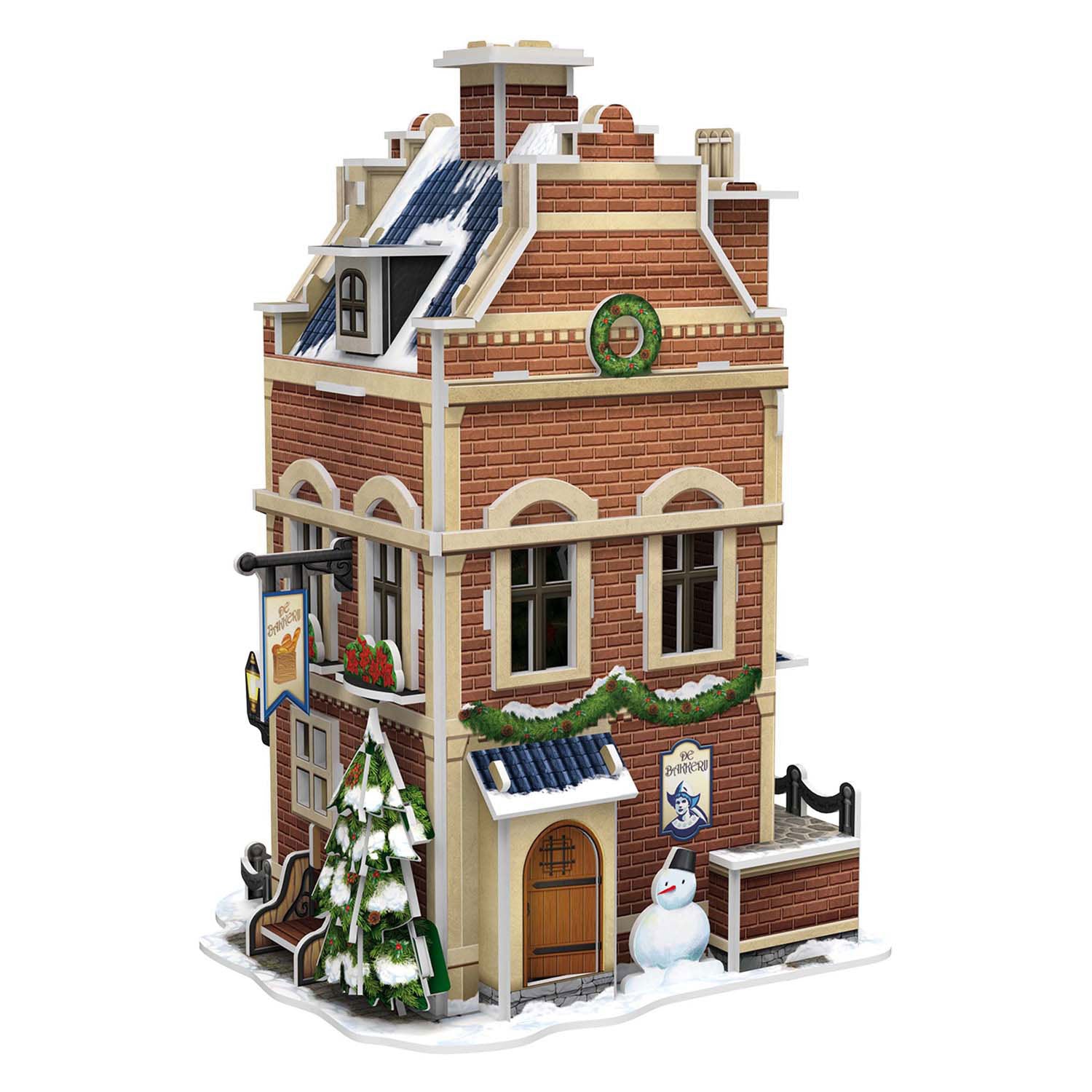 Kubieke leuke 3D-puzzel hollanse bakkerij met led-verlichting