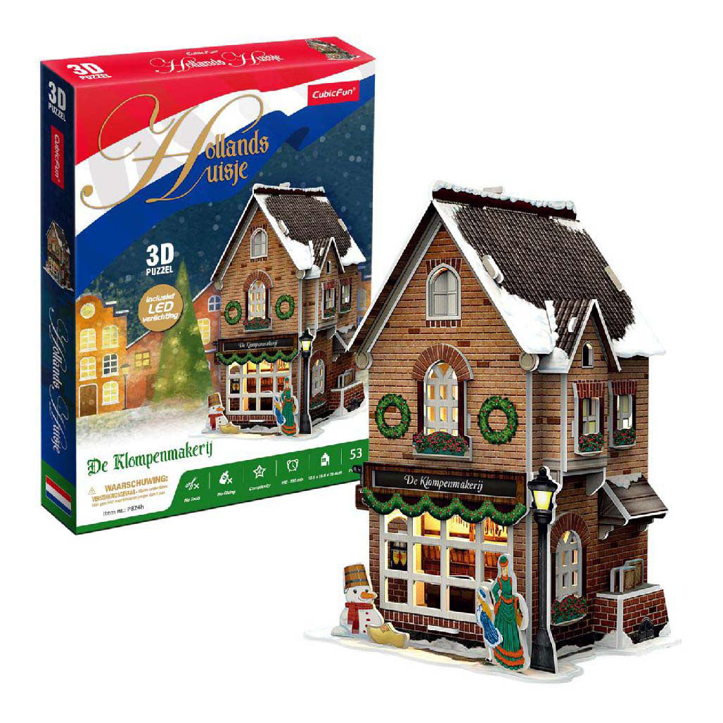 Cubic fun 3d puzzel klompenmakerij met led verlichting