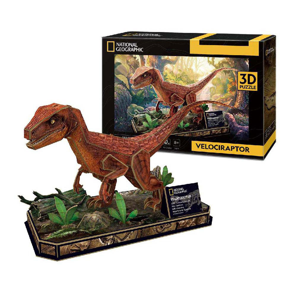 Kubieke leuke 3D-puzzel van National Geographic Velociraptor