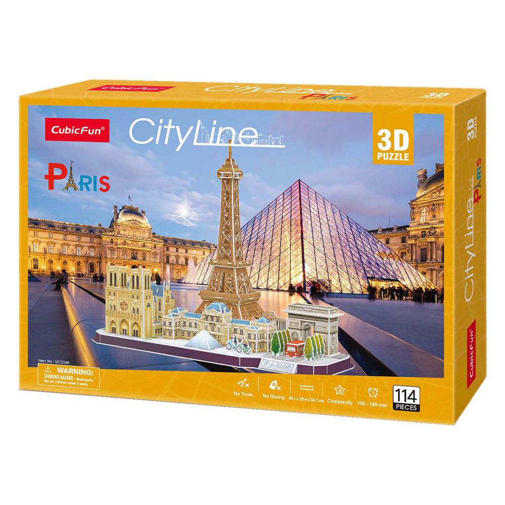 Kubieke leuke 3D-puzzel stadslijn parijs
