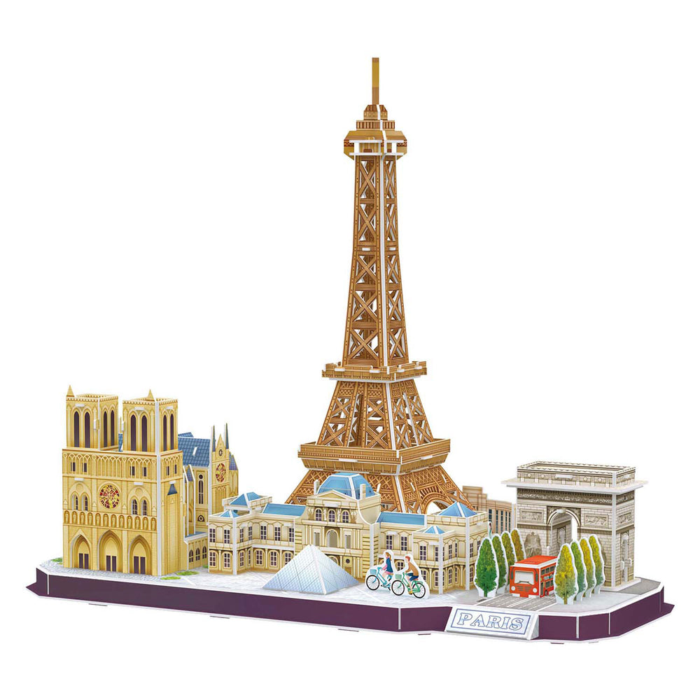 Kubieke leuke 3D-puzzel stadslijn parijs
