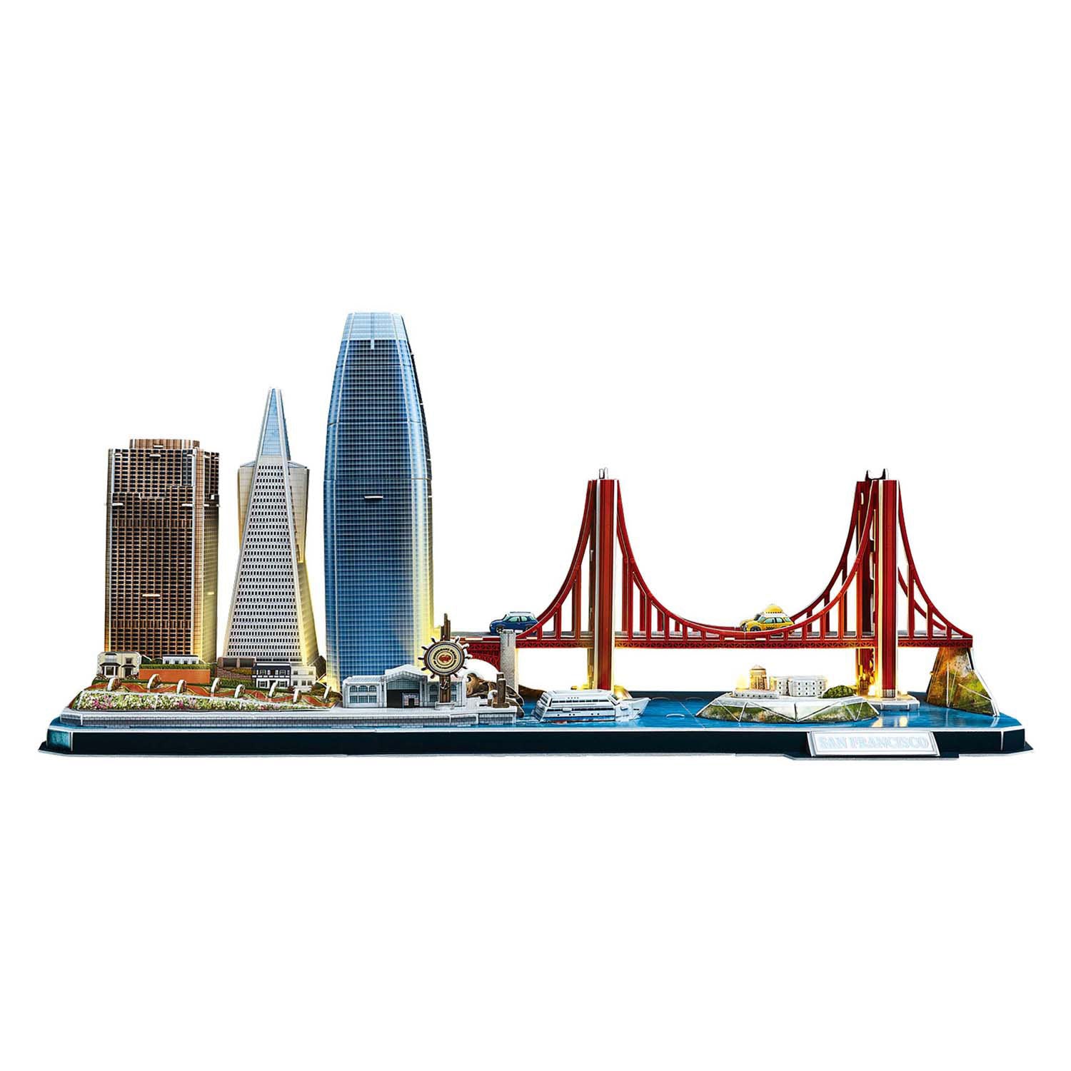 Kubieke leuke 3D-puzzel city line san francisco met led-verlichting