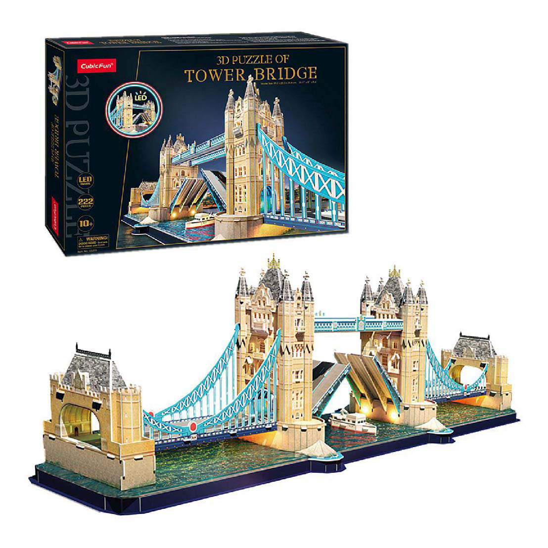 Kubieke leuke 3D-puzzel tower bridge met led-verlichting