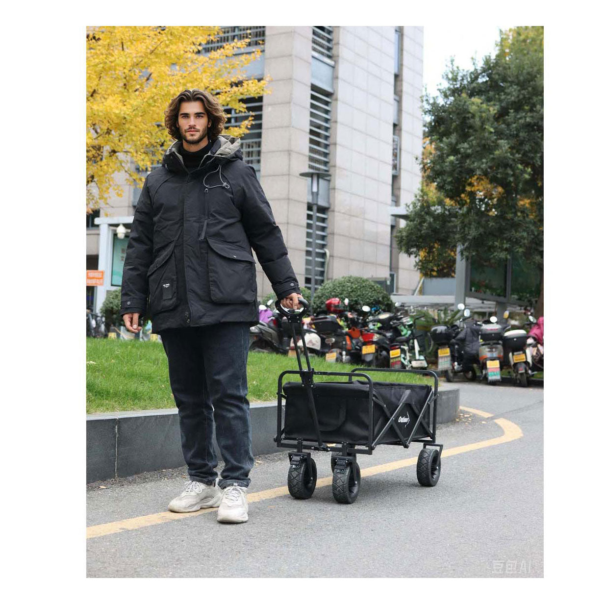 Outdoor bolderwagen opvouwbaar zwart