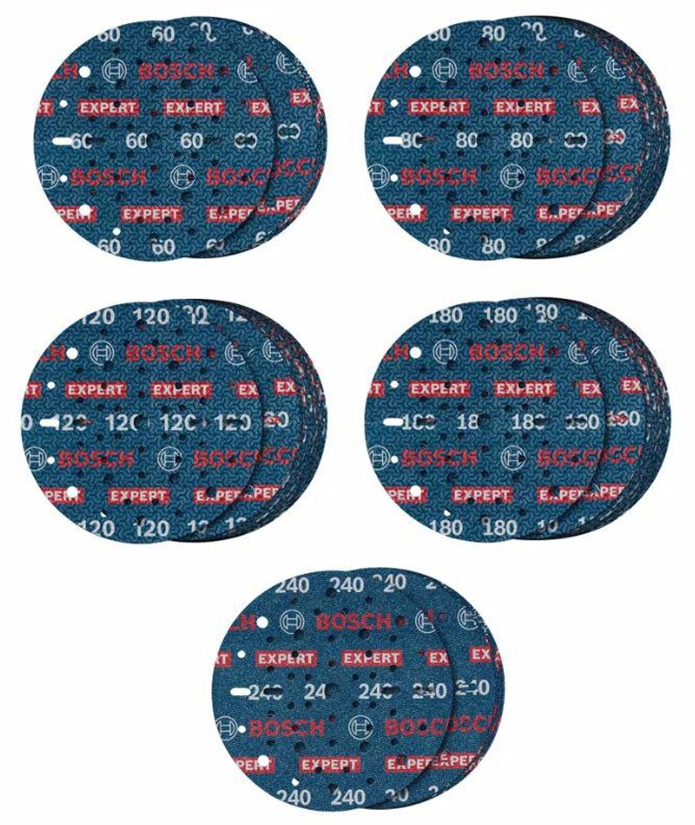 Bosch expert o780 - schuurpapier set - 150mm - 55 stuks - klittenbandbevestiging