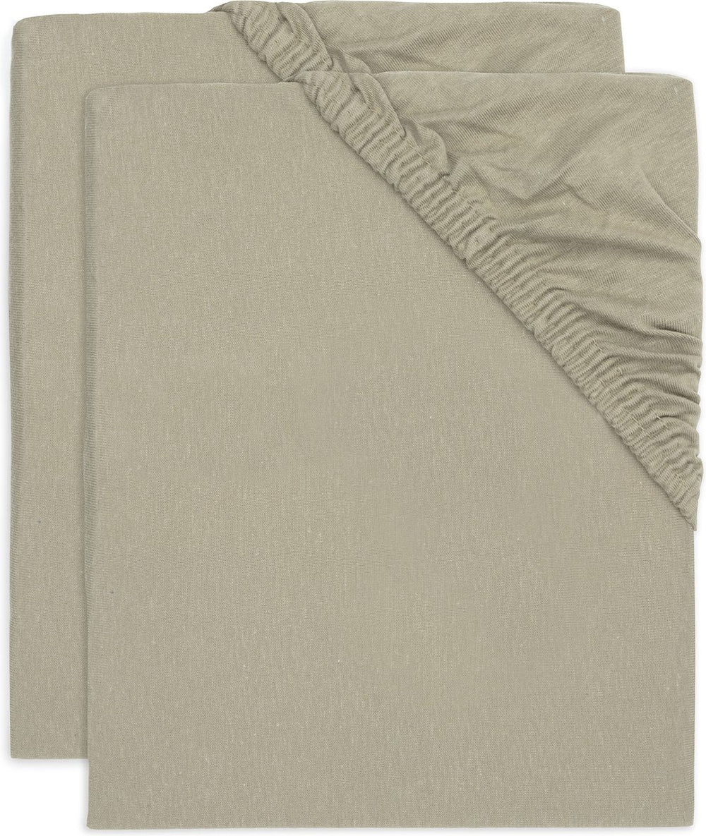 Jollein - hoeslaken jersey 40 50x80 90cm - wieg, ledikant, babybed - olive green - 2 stuks