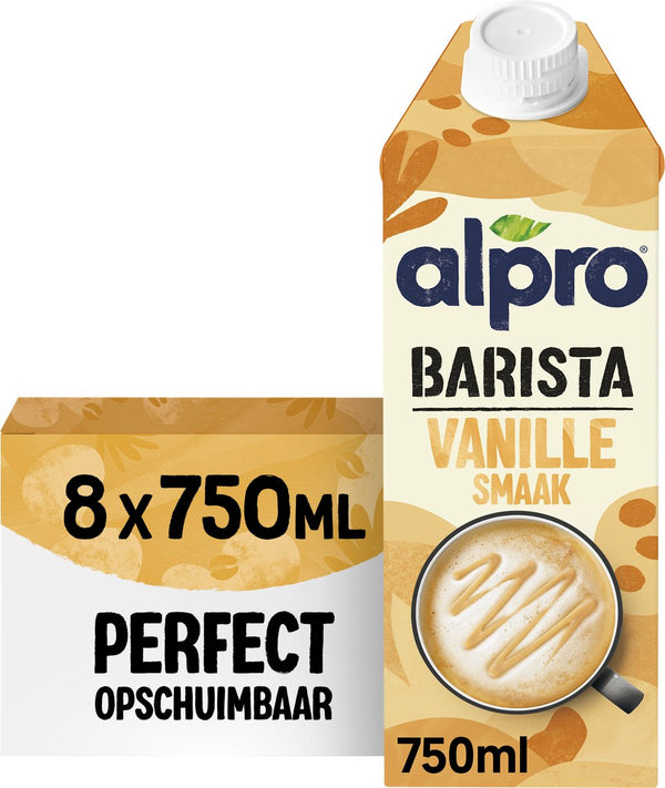 Alpro barista vanille – houdbaar - plantaardige melk - perfect voor koffie - lactosevrij - 8 x 750ml