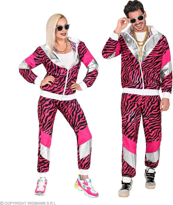 Finidi trainingspak tijger neon roze jaren 80
