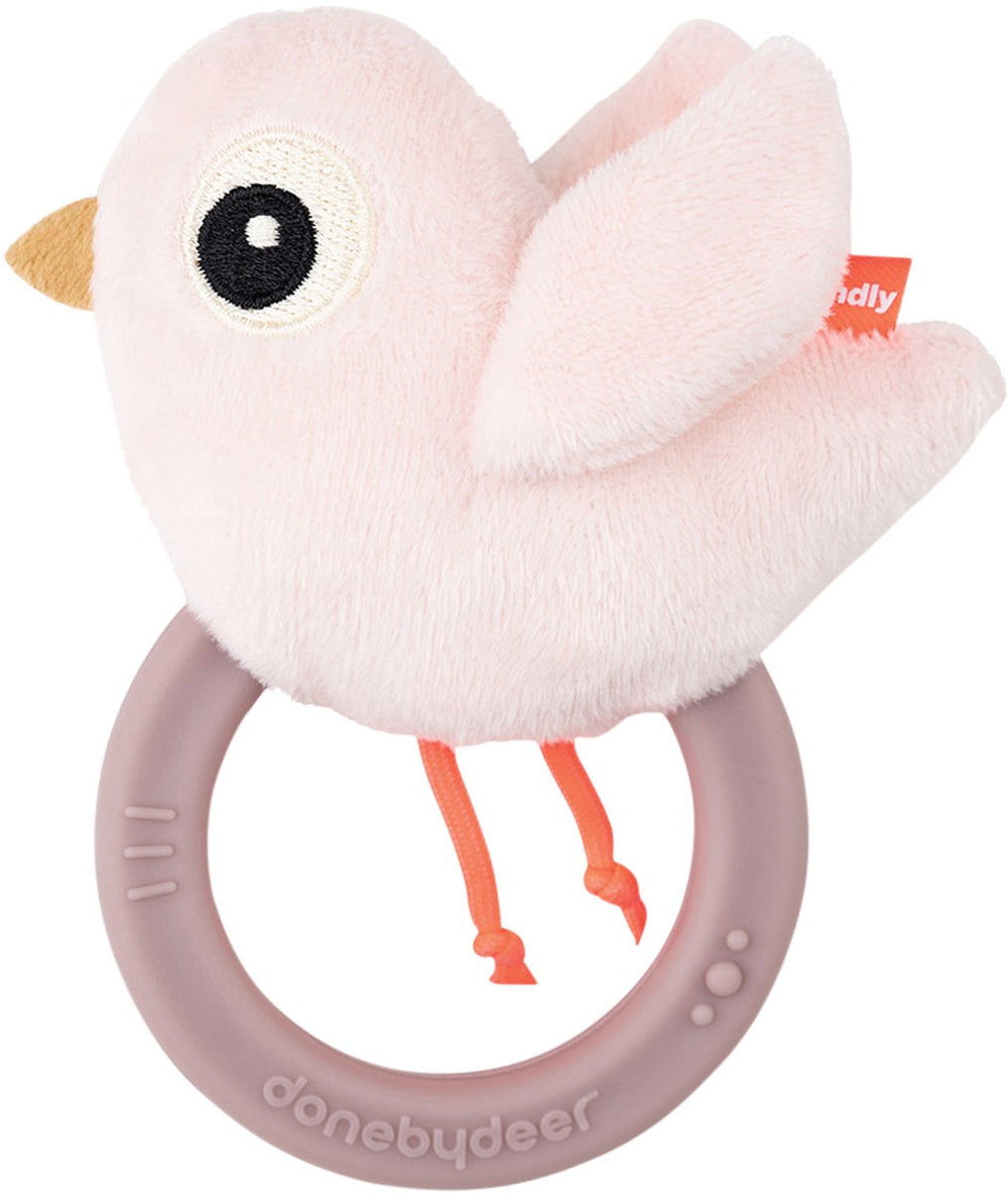 Gedaan door hert rammelaar met koord birdee roze
