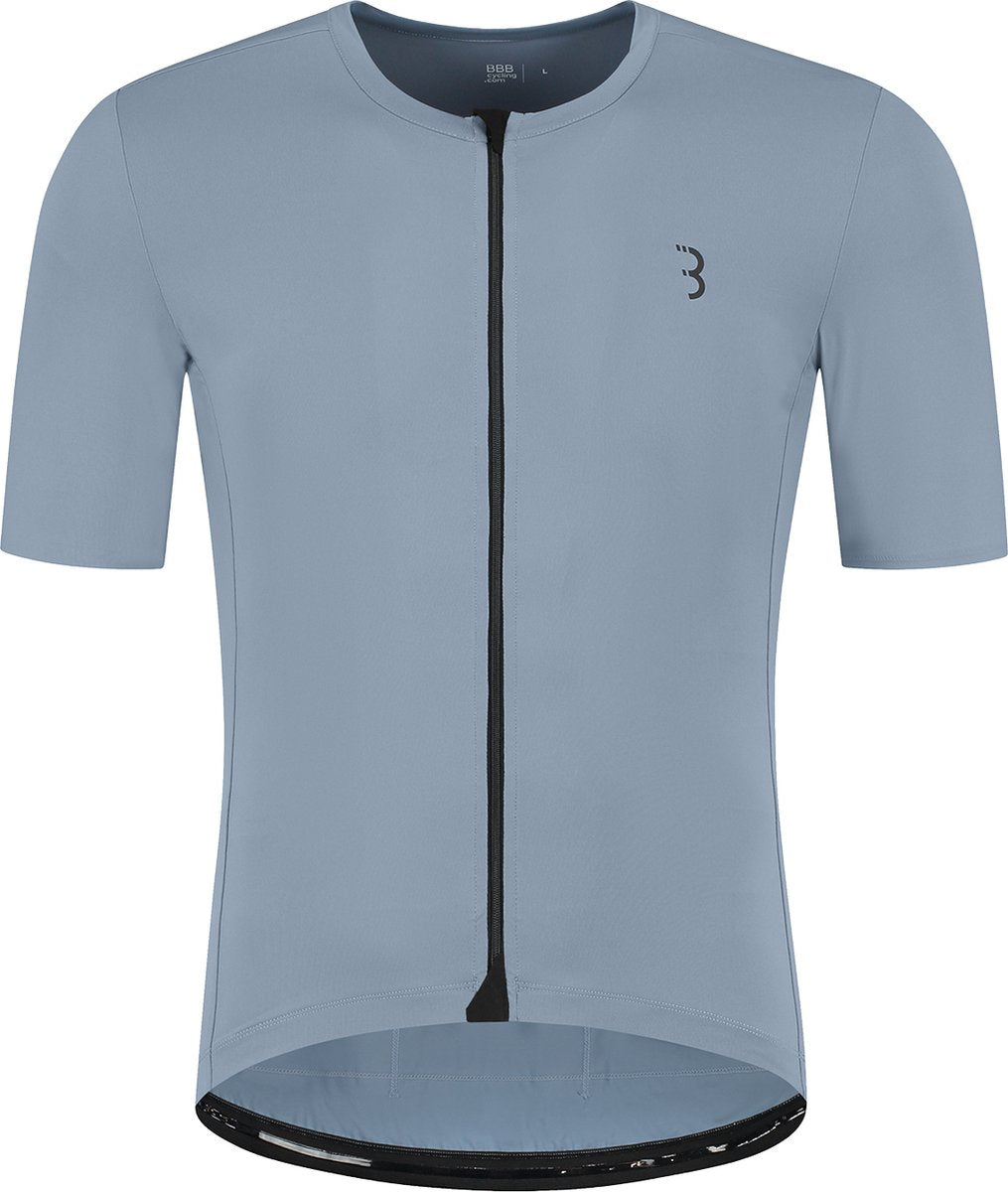 Bbb cycling essence fietsshirt heren korte mouw - 15-25 °c - ademend mtb en wielrenshirt met 3 achterzakken - ijs blauw