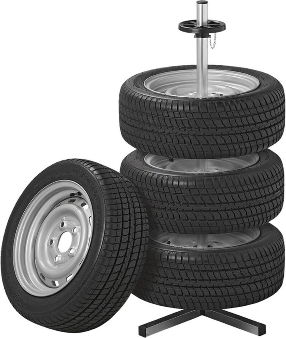 Proplus velgenstandaard - bandenstandaard - bandbreedte tot 225 mm - wielboom - bandenrek - voor 4 banden - aluminium - voor gangbare autovelgen - draagvermogen 100 kg