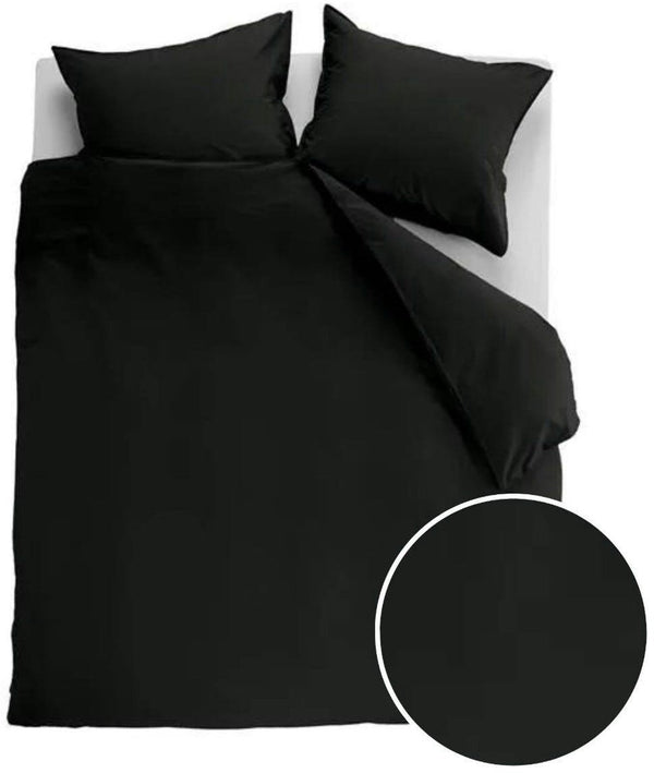 Ambiante cotton uni dekbedovertrek - effen - tweepersoons - 200x200 220 cm - zwart