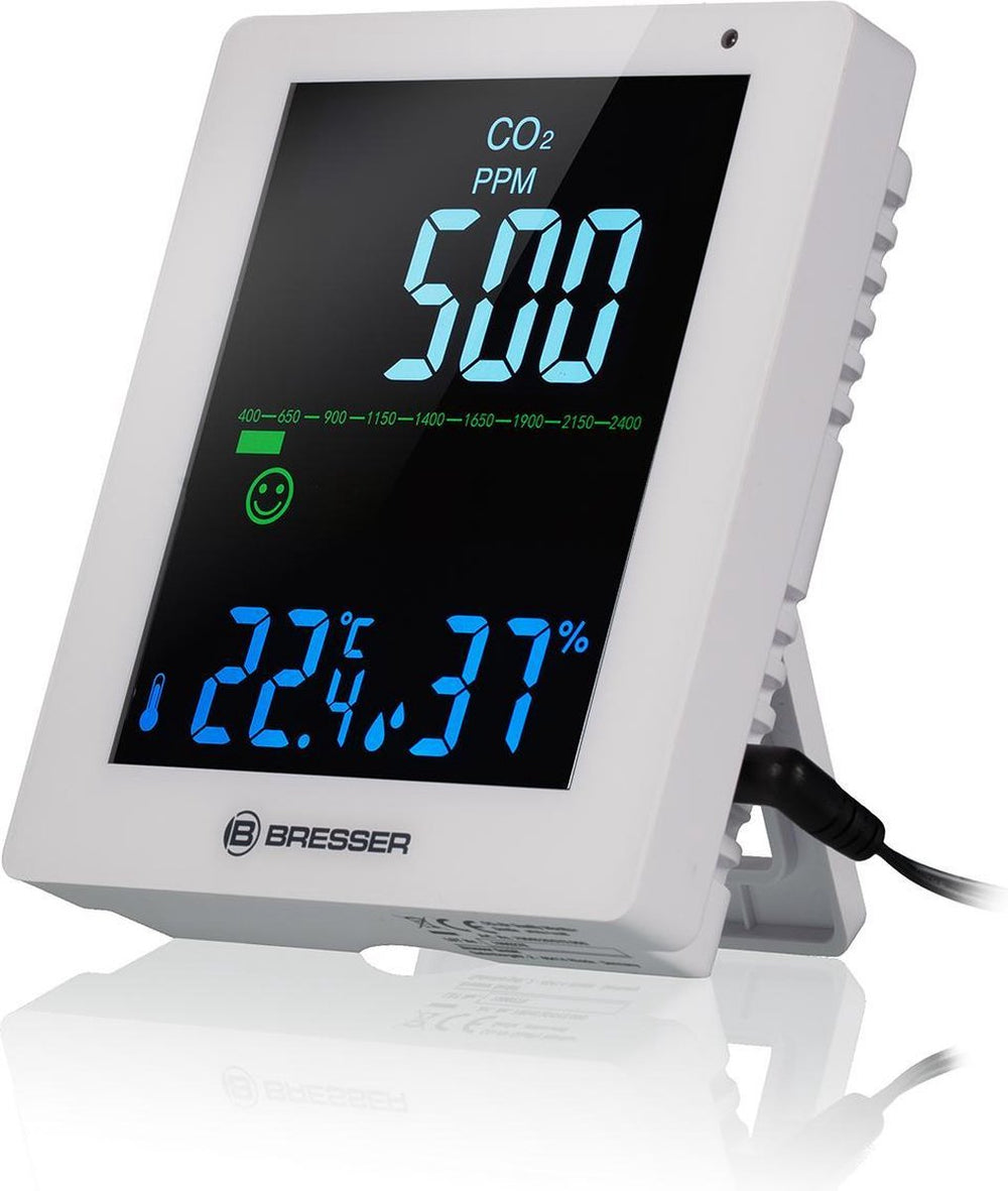 Bresser weerstation co²-meter - air quality monitor - wit - met led-display