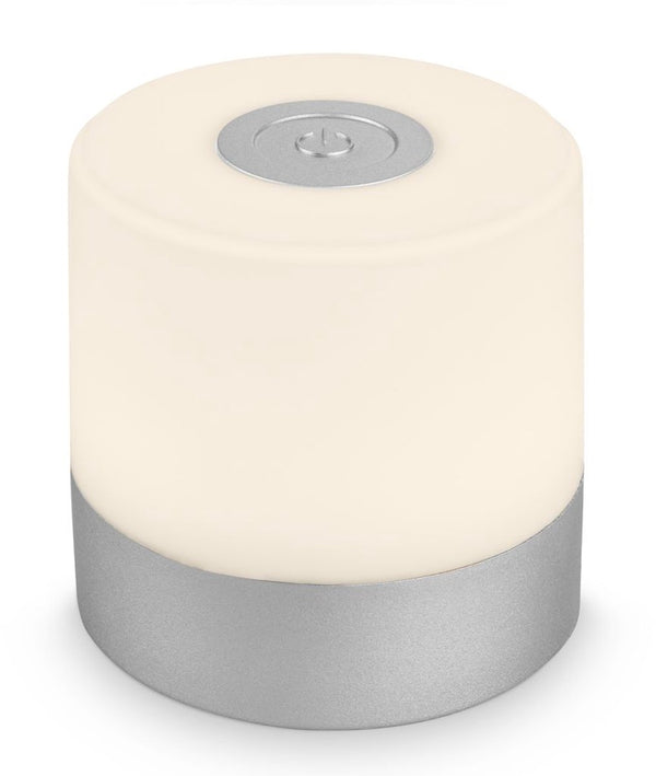 B.k.licht briloner - oplaadbare mini tafellamp - met usb-c - draadloos - dimbaar - buitenlamp - kinderlamp - 2.700k warm wit licht - 7x7 cm - chroom