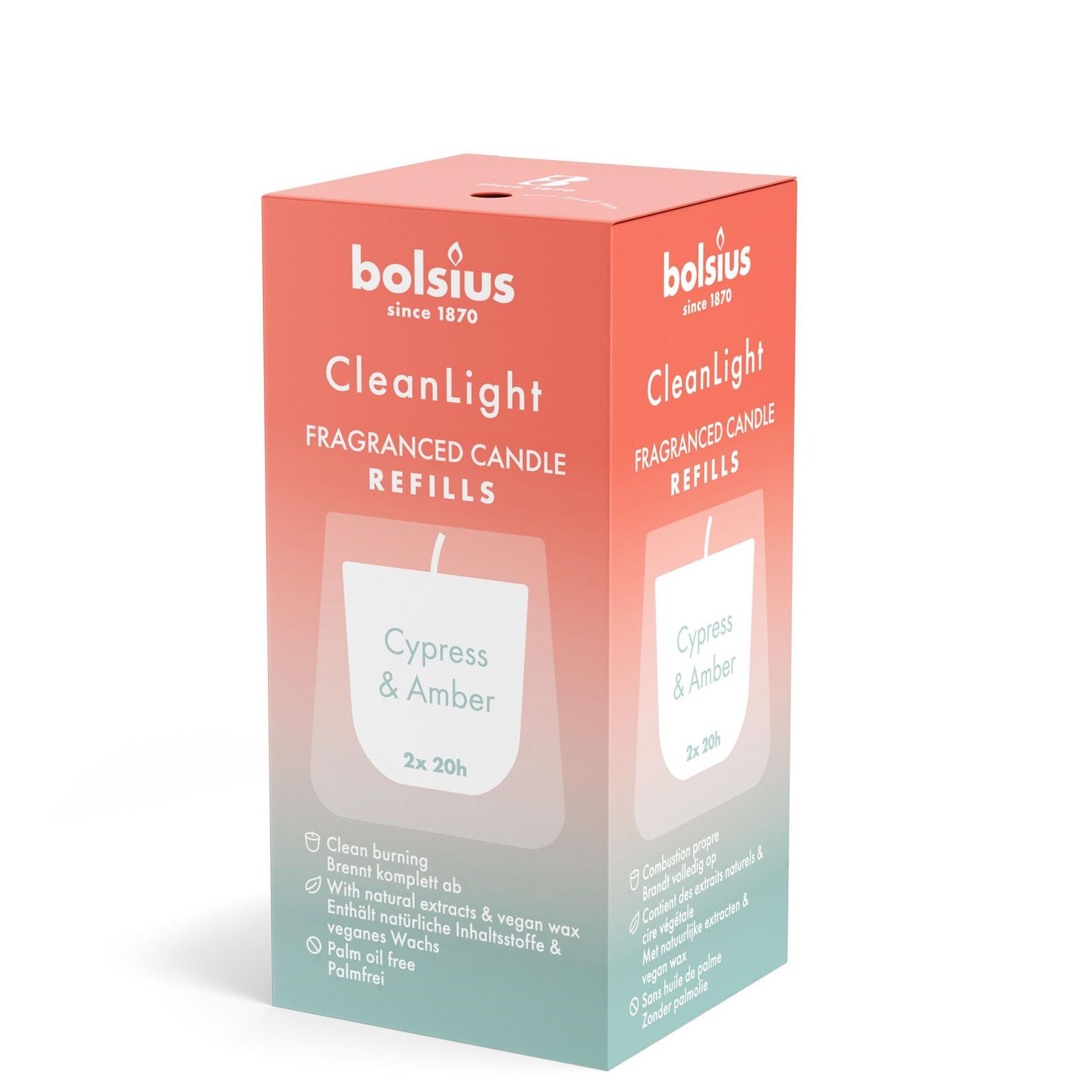 Bolsius navulling clean light pack 2 cipres amber